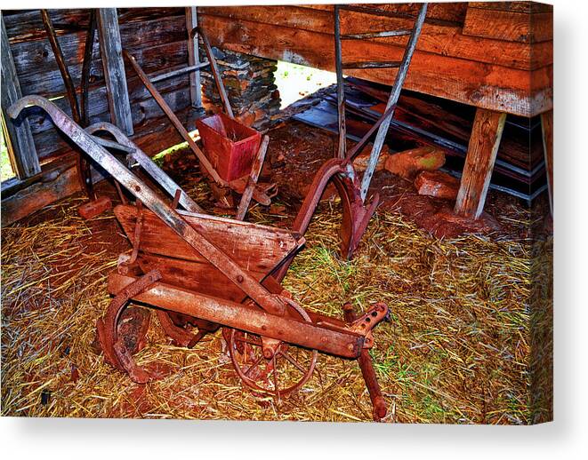 Seeder Canvas Print featuring the photograph Old Farm Equipment 001 by George Bostian