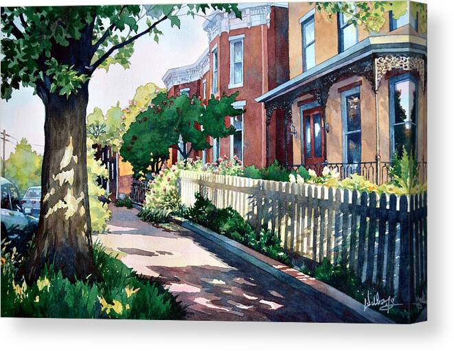 Landscape Canvas Print featuring the painting Old Iron Porch by Mick Williams