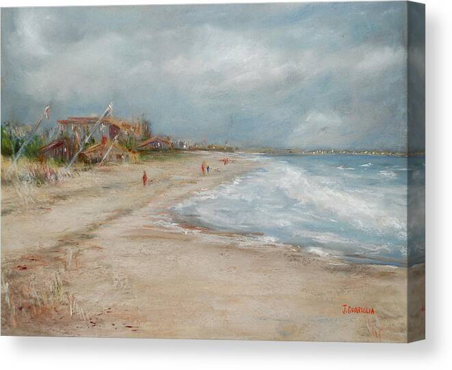 Beach Canvas Print featuring the pastel Old Orchard Beach by Joyce Guariglia