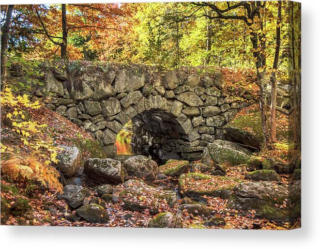 New Hampshire Canvas Print featuring the photograph Old Stone Bridge by Gordon Ripley
