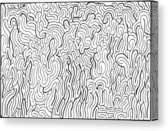 Mazes Canvas Print featuring the drawing Ominous by Steven Natanson