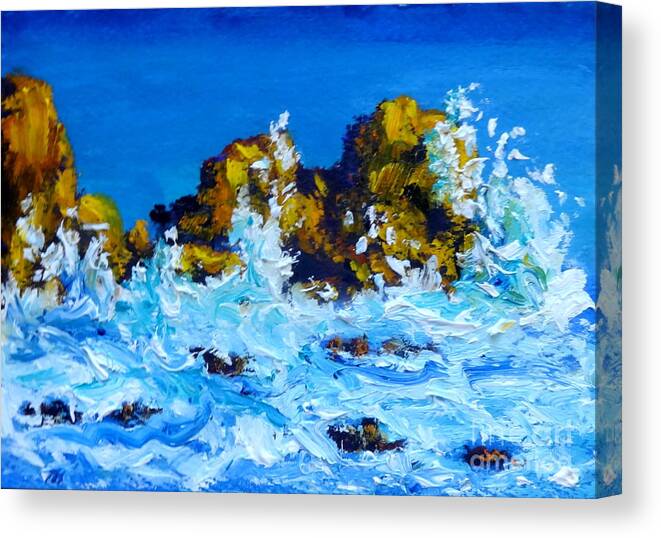 Surf Canvas Print featuring the painting On Da Rocks by Fred Wilson
