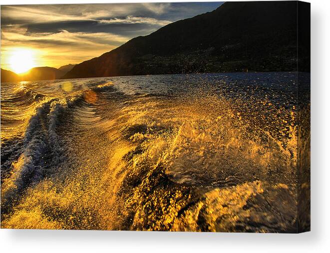 Water Canvas Print featuring the photograph On my way home by Andrei SKY