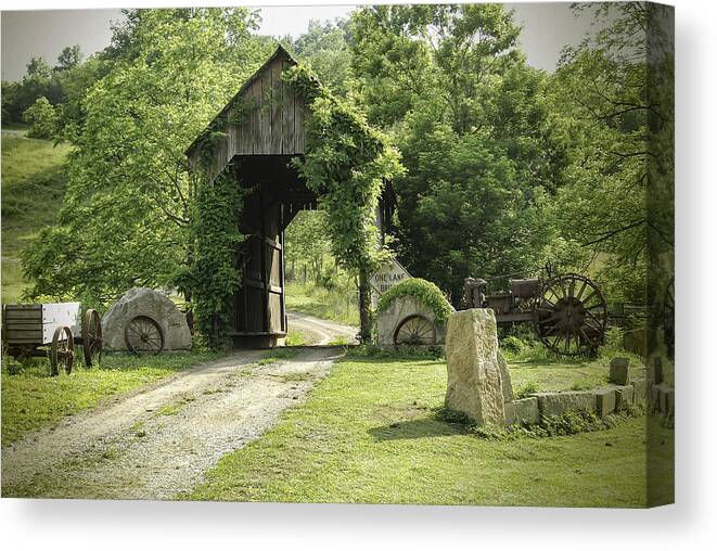 One Lane Covered Bridge Canvas Print featuring the photograph One Lane Covered Bridge by Phyllis Taylor