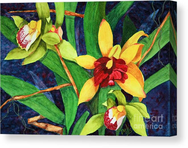 Orchid Canvas Print featuring the painting Orchids by Terri Mills