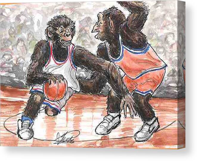 Basketball Canvas Print featuring the painting Out of my Way by George I Perez