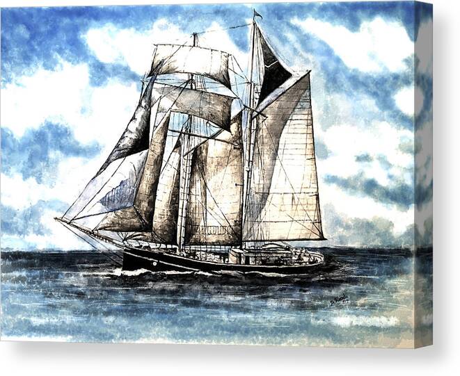 Out To Sea Canvas Print featuring the painting Out to Sea by Andrew Read