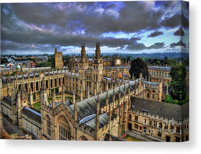 Oxford Canvas Print featuring the photograph Oxford University - All Souls College by Yhun Suarez
