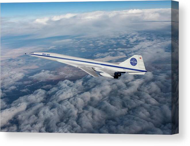 Pan American World Airways Canvas Print featuring the digital art Pan American Supersonic Transport by Erik Simonsen
