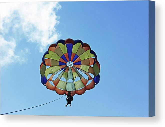 Parasailing Canvas Print featuring the photograph Parasailing by Debbie Oppermann