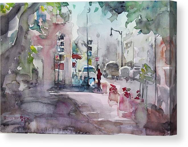 Watercolor Canvas Print featuring the painting Park Avenue 2 by Becky Kim