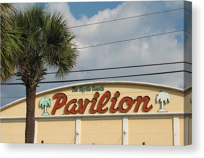 Pavilion Canvas Print featuring the photograph Pavilion with Palm by Kelly Mezzapelle