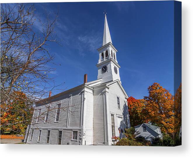 Vermont Canvas Print featuring the photograph Peacham Church in Fall by Tim Kirchoff