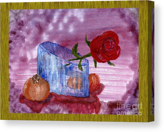 Still Canvas Print featuring the painting Persimmons And Rose by Victor Vosen