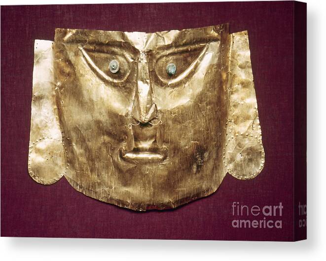 13th Century Canvas Print featuring the photograph Peru: Chimu Gold Mask by Granger