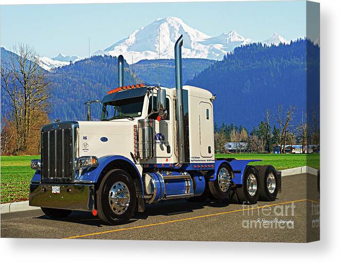 Big Rigs Canvas Print featuring the photograph Peterbilt in front of Mt Baker by Randy Harris