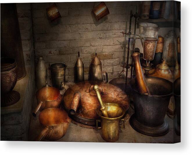Hdr Canvas Print featuring the photograph Pharmacy - Alchemist's kitchen by Mike Savad