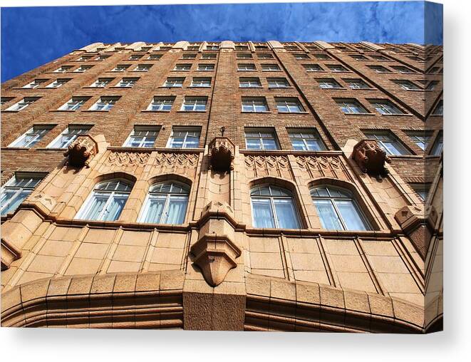City Canvas Print featuring the photograph Pickwick Hotel - San Francisco - Looking Up by Matt Quest