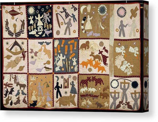 Pictorial Quilt American (athens Canvas Print featuring the painting Pictorial quilt American by Harriet Powers