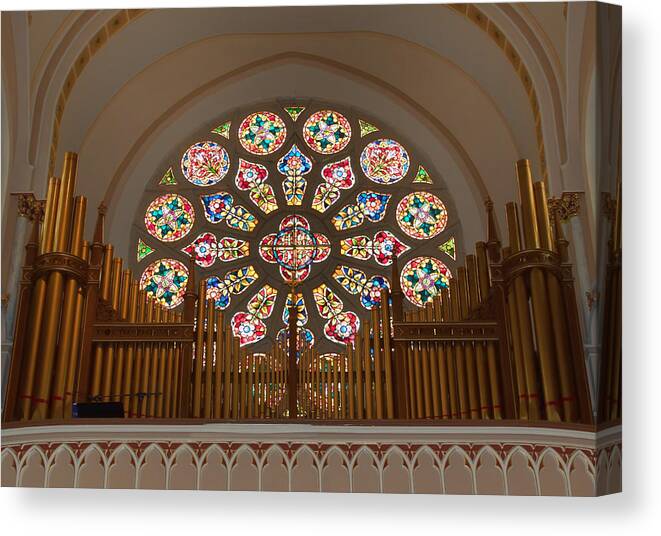 Organ Canvas Print featuring the photograph Pipe Organ - Church by Kim Hojnacki