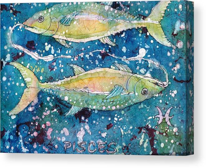 Zodiac Canvas Print featuring the painting Pisces by Ruth Kamenev