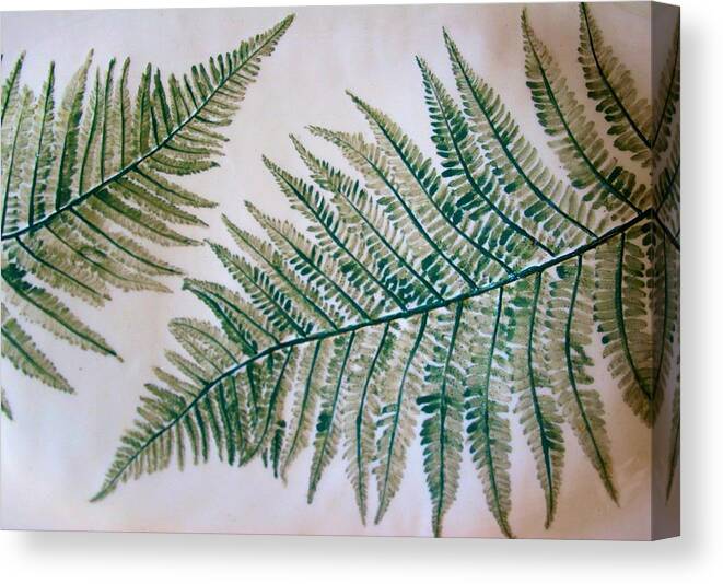  Canvas Print featuring the ceramic art Platter with Ferns by Polly Castor