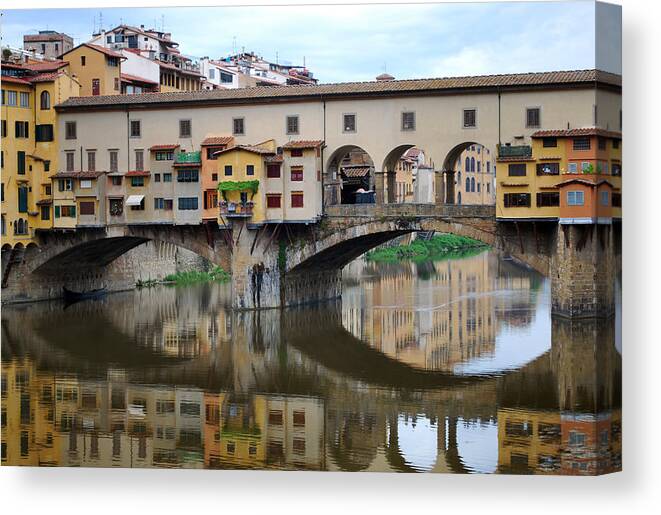 Ponte Vecchio Canvas Print featuring the photograph Ponte Vecchio Reflects. by Terence Davis