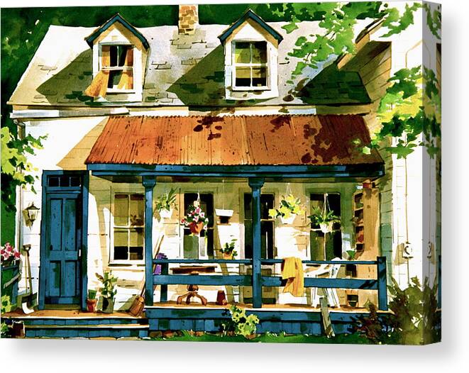Front Porch Scene Canvas Print featuring the painting Porch by Art Scholz