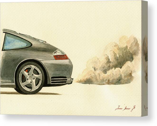 Porsche Art Canvas Print featuring the painting Porsche 911 996 4S by Juan Bosco