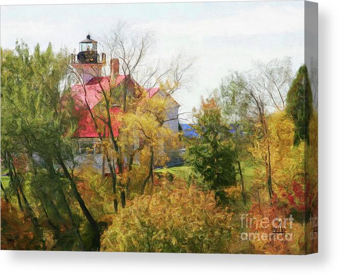 Lighthouse Canvas Print featuring the digital art Port Lighthouse by Stacey Carlson