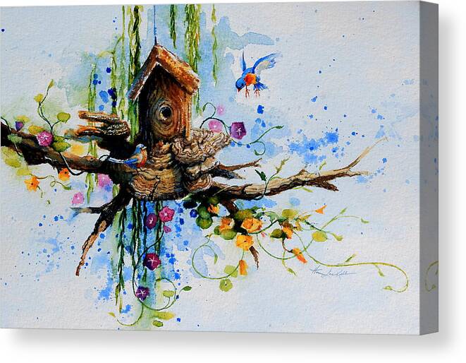 Bird House Canvas Print featuring the painting Possibilities by Hanne Lore Koehler