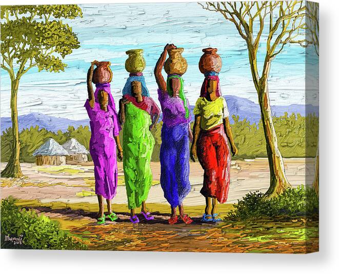 Melon Canvas Print featuring the painting Precious Water by Anthony Mwangi