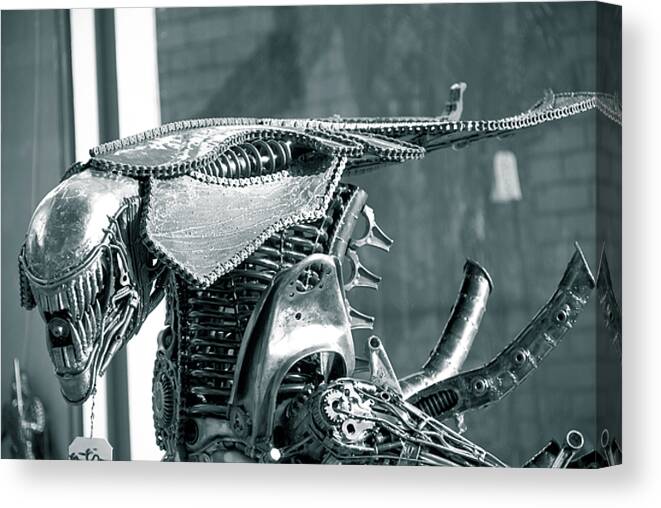 Alien Canvas Print featuring the sculpture Predator by Yurix Sardinelly