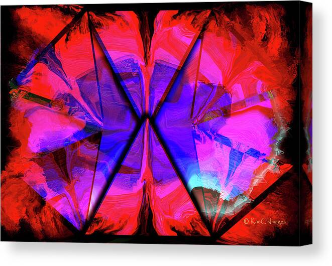 Abstract Art Canvas Print featuring the digital art Purple and Red in Tri-sides by Kae Cheatham