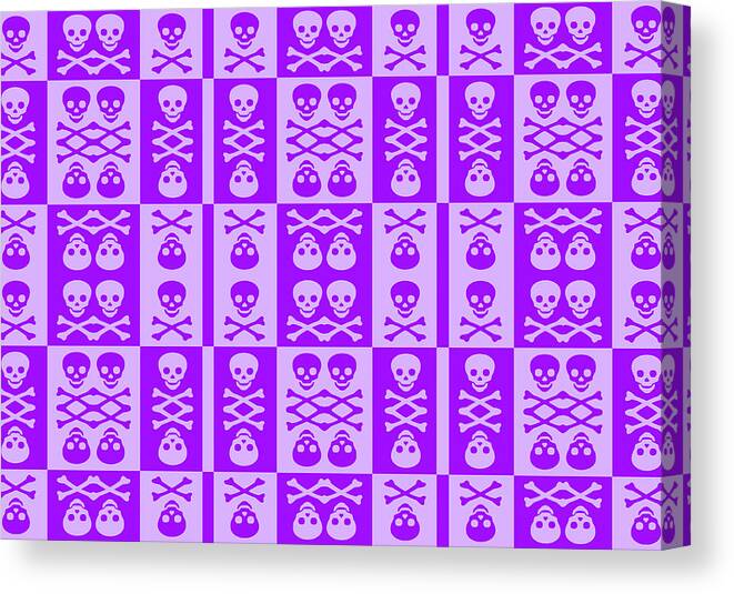 Purple Canvas Print featuring the digital art Purple Skull and Crossbones Pattern by Roseanne Jones