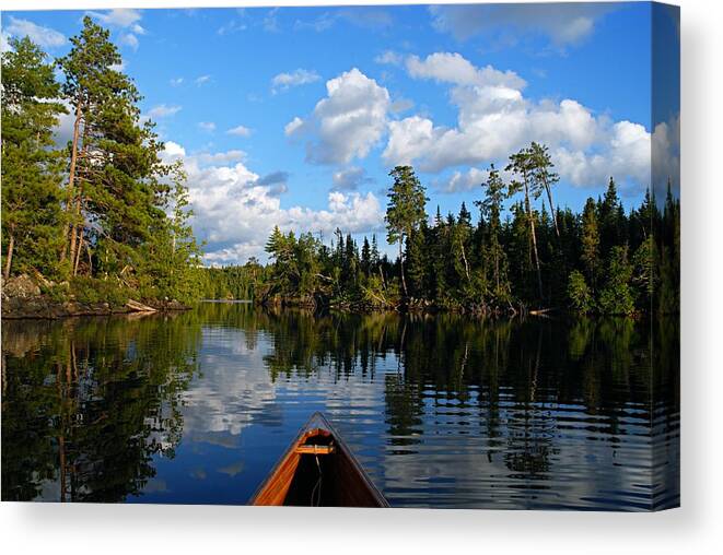 Minnesota Canvas Print featuring the photograph Quiet Paddle by Larry Ricker