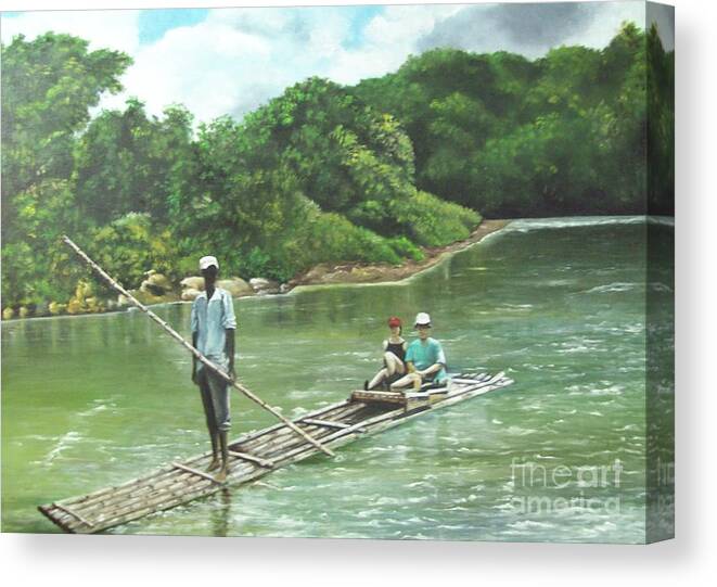  Tropical Landscape Canvas Print featuring the painting Rafting by Kenneth Harris