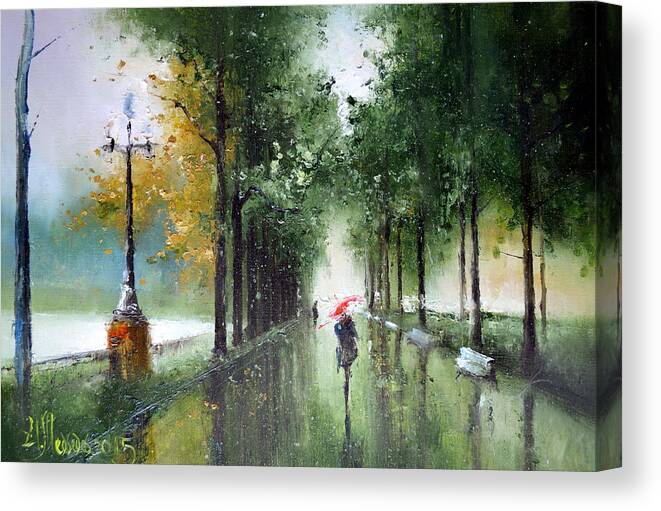 Russian Artists New Wave Canvas Print featuring the painting Rainy Autumn by Igor Medvedev
