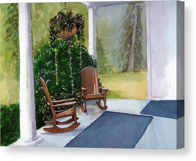 Rocking Chairs Canvas Print featuring the painting Recap by Lynn Babineau