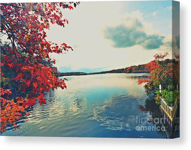 Featured Canvas Print featuring the photograph Wertheim Red Autumn Lake by Stacie Siemsen