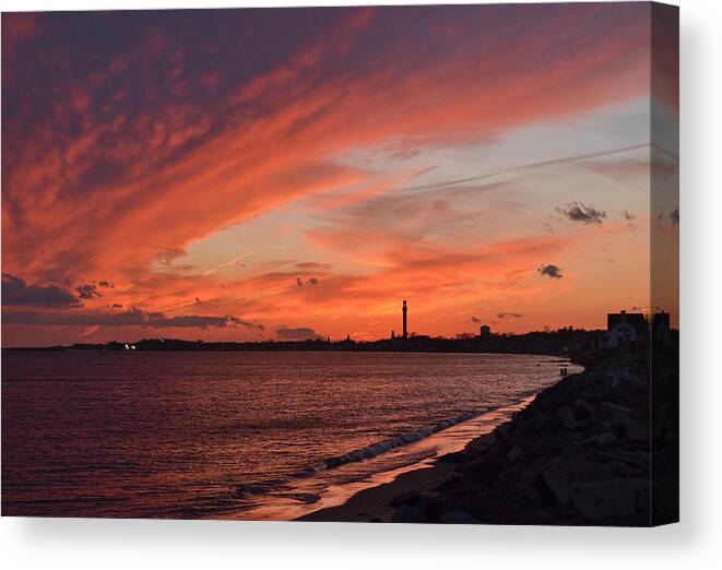 Landscape Canvas Print featuring the photograph Red Crown Over Provincetown by Ellen Koplow