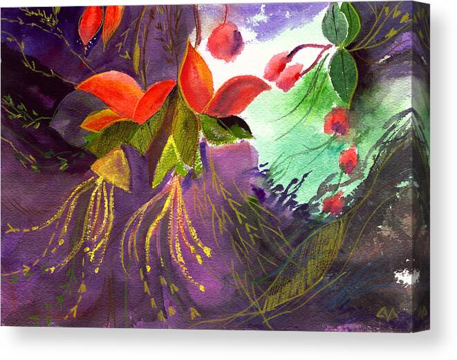 Flower Canvas Print featuring the painting Red Flowers by Anil Nene