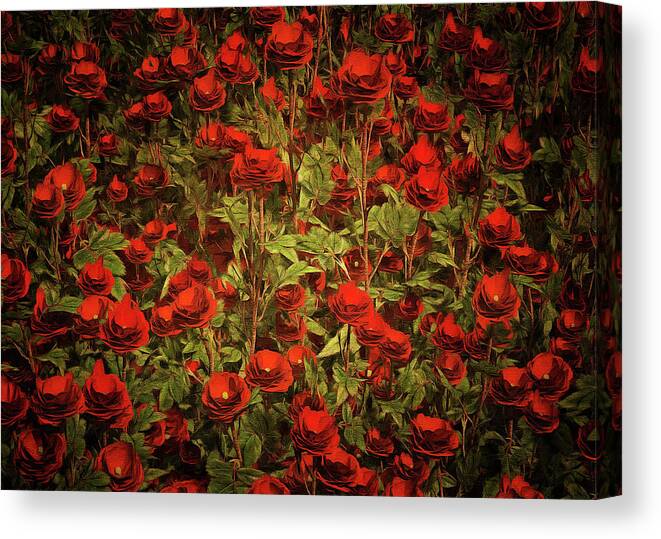 Amber Queen Canvas Print featuring the painting Red roses by Jan Keteleer