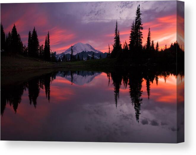 Rainier Canvas Print featuring the photograph Red Sky at Night by Michael Dawson