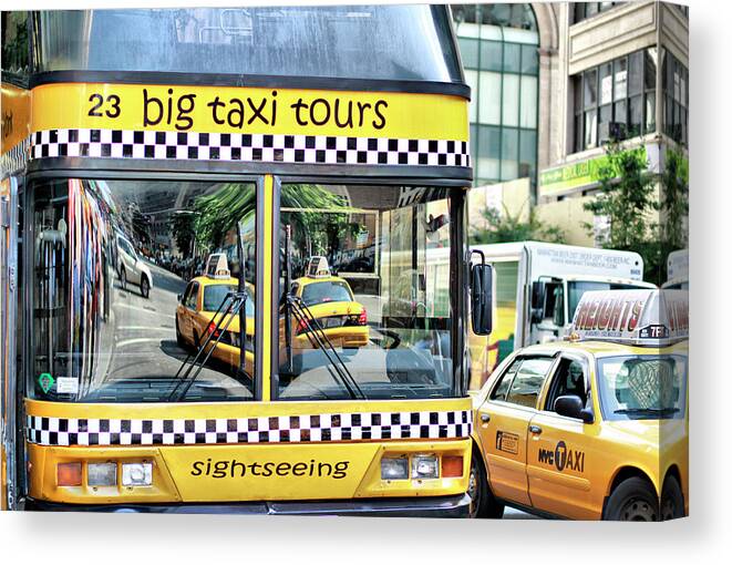 Manhattan Canvas Print featuring the photograph Reflections on a Bus by Cate Franklyn