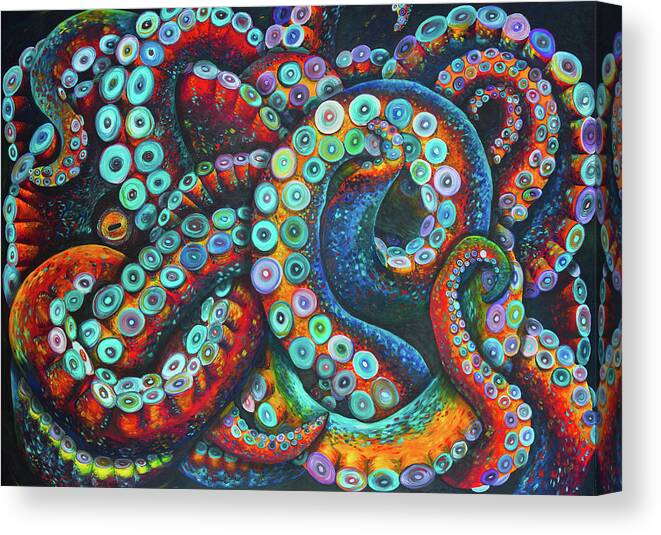 Octopus Canvas Print featuring the painting Release Me by Madeline Dillner