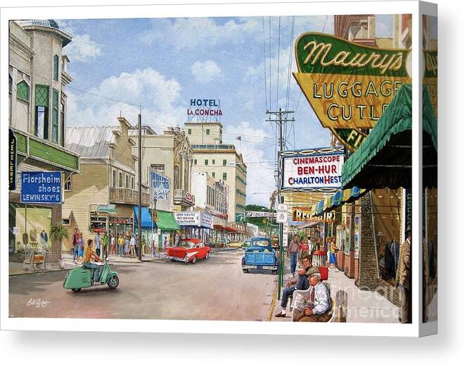 Duval St. 1950s Key West Canvas Print featuring the painting Remembering Duval St. by Bob George