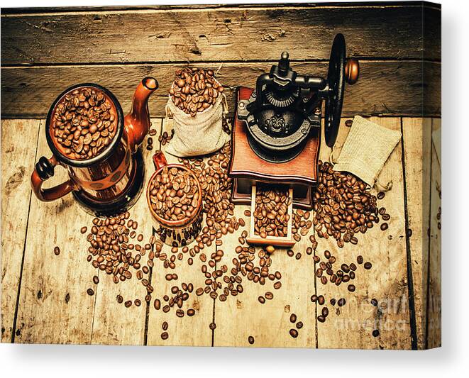 Grinder Canvas Print featuring the photograph Retro coffee bean mill by Jorgo Photography