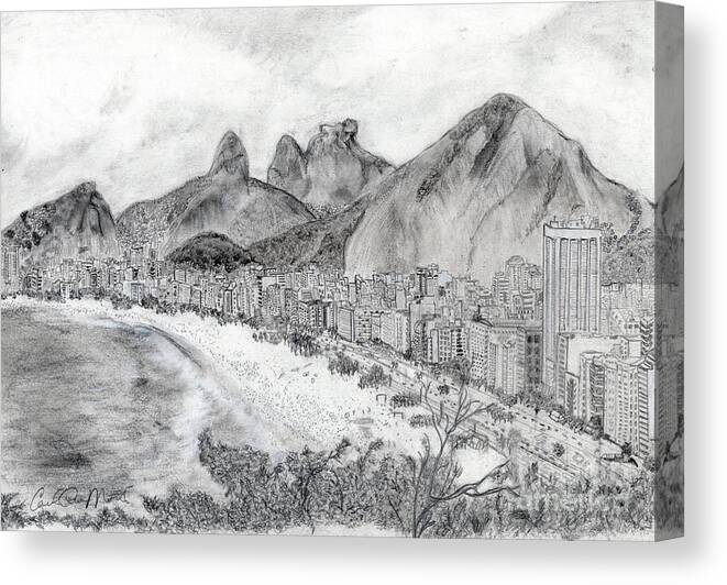 Drawing Canvas Print featuring the drawing Rio De Janeiro by Carol Morris