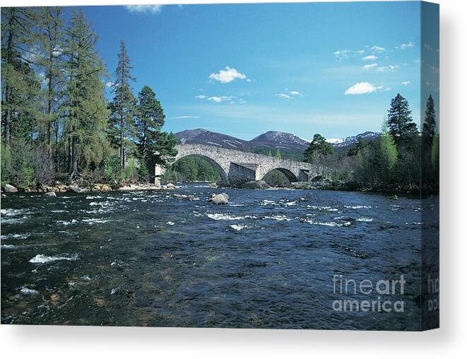 River Dee Canvas Print featuring the photograph River Dee at Invercauld Old Brig - Aberdeenshire by Phil Banks